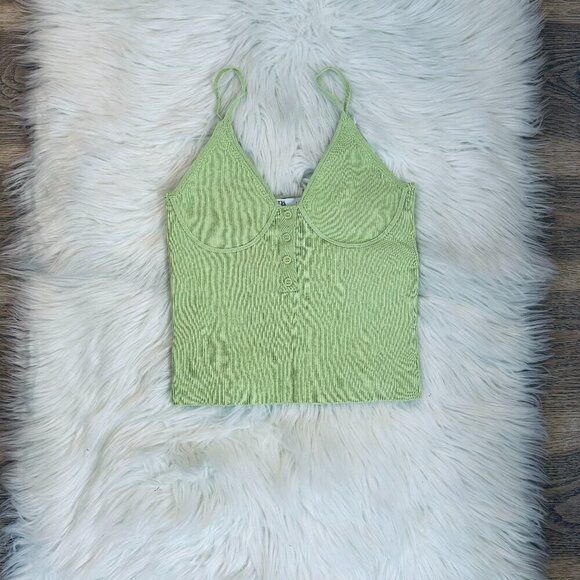 Zara Green Buttoned Knit Crop Top *Excellent Condition* - Picture 1 of 3